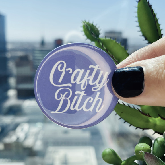3/$12 Crafty Bitch Button Pin Pastel Purple Funny Pinback 1.5"